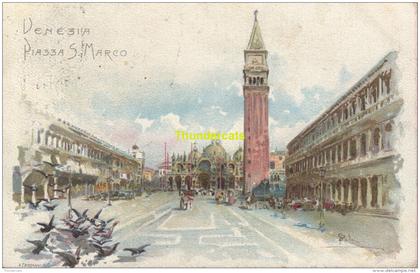 CPA LITHO VENICE VENEZIA ILLUSTRATEUR ARTIST SIGNED AQUARELLE PIAZZA SAN MARCO