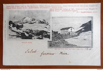 Cartolina Monte Rosa e Hotel Col d' Olen - 1904