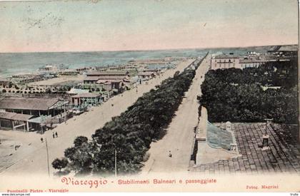 VIAREGGIO STABILIMENTI BALNEARI E PASSEGGIATE (CARTE PRECURSEUR ET COLORISEE )