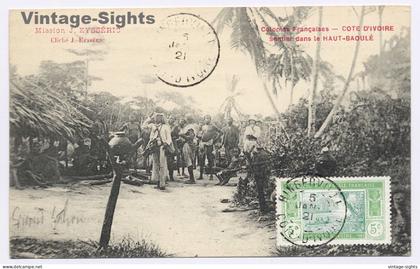 Ivory Coast: Mission J.Eysséric on Trail in the Haute-Baoulé (Vintage PC 1921)