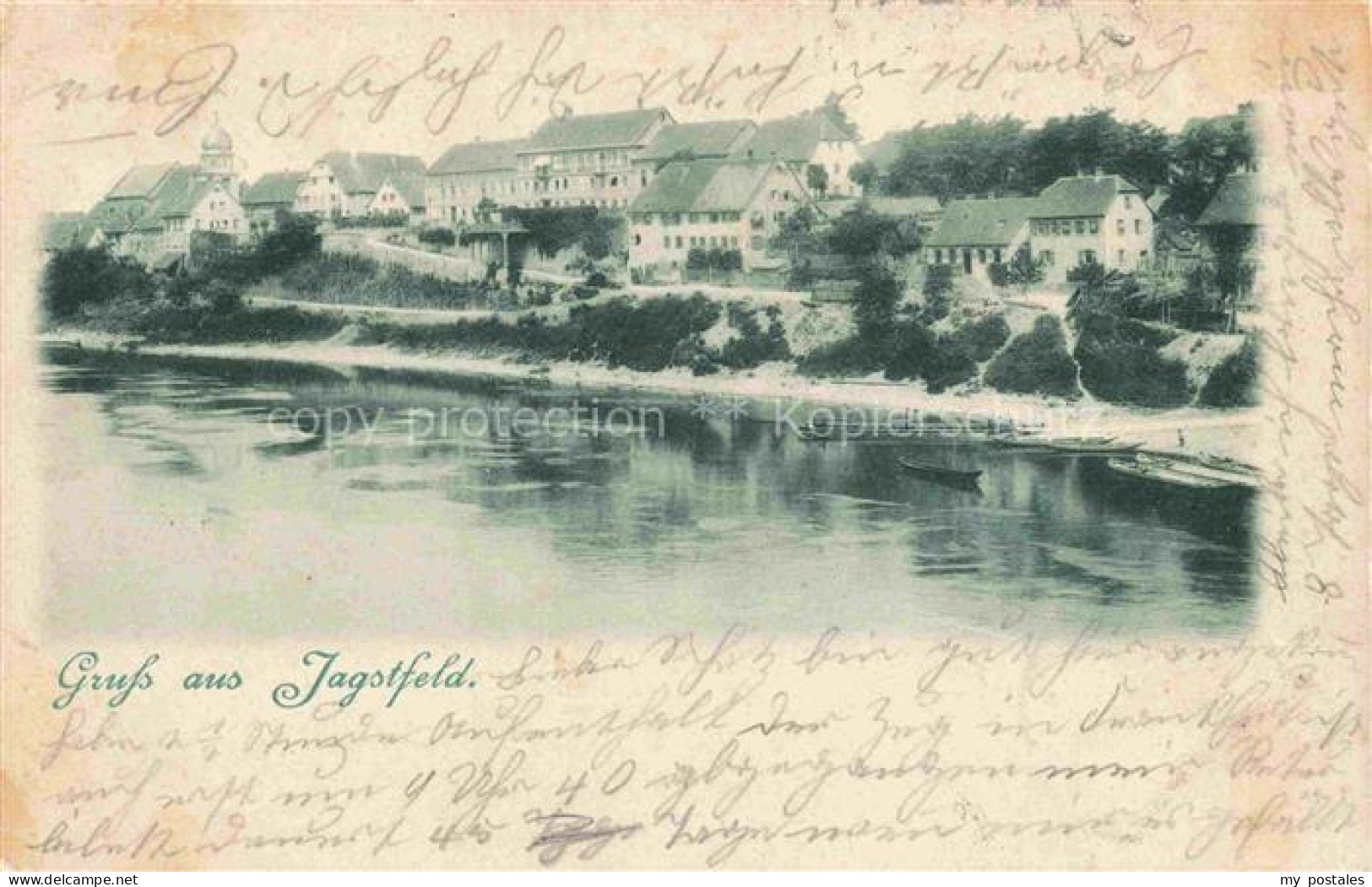 Jagstfeld Bad Friedrichshall BW Haeuserpartie am Fluss