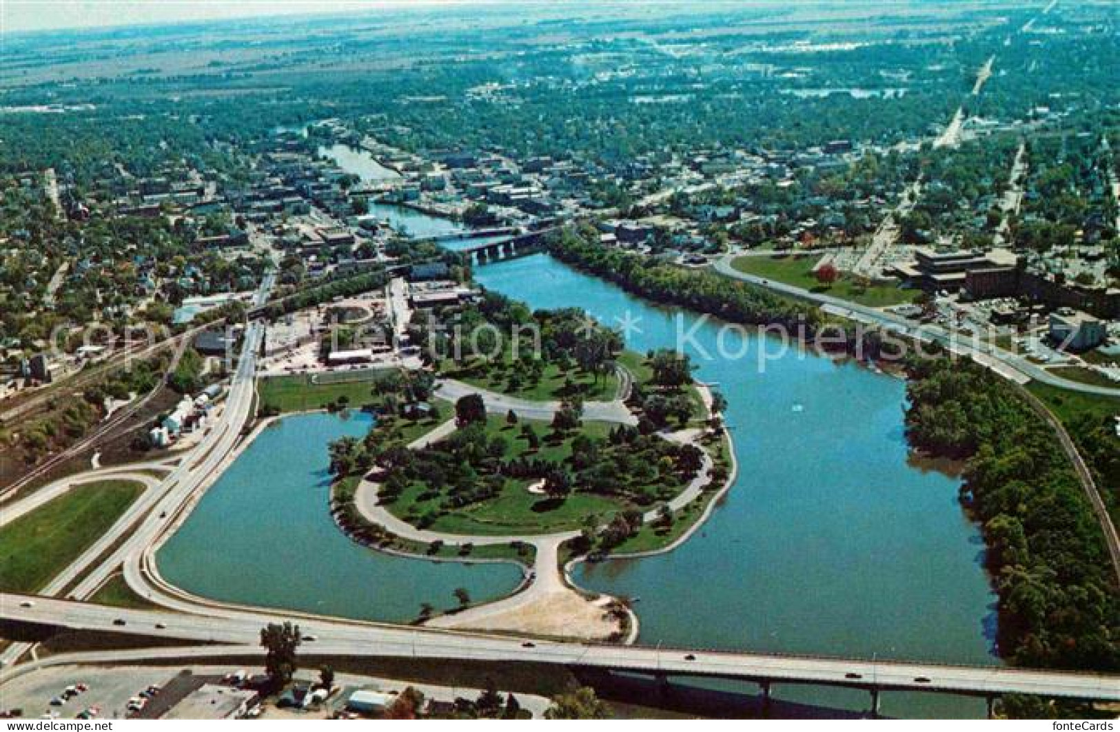 Janesville Wisconsin Memorial Bridge Veterans Memorial Traxler Park aerial view