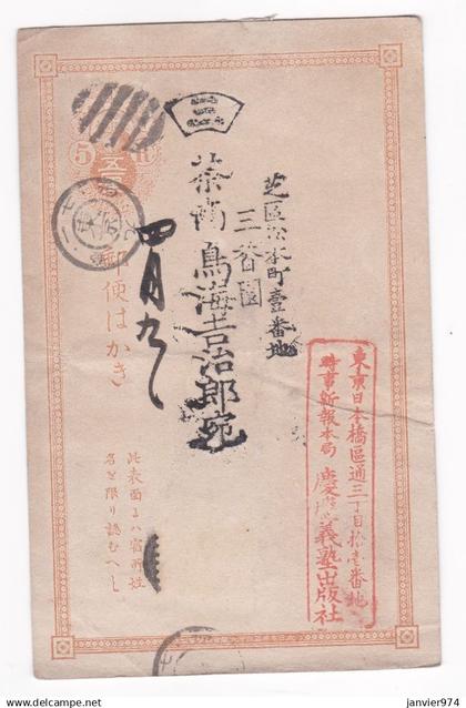 Ancienne Carte postale Japonaise avec cachet à identifier. voir scan recto verso