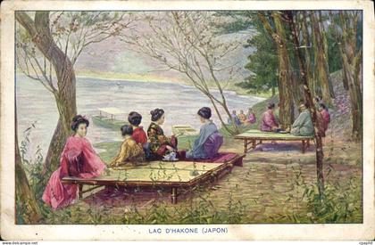 CPA Japon Nippon Lac d'Hakome Japon Femmes Folklore