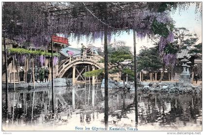 Japan Sous les Glycines Kameido Tokio - franz.Frankierung 1914