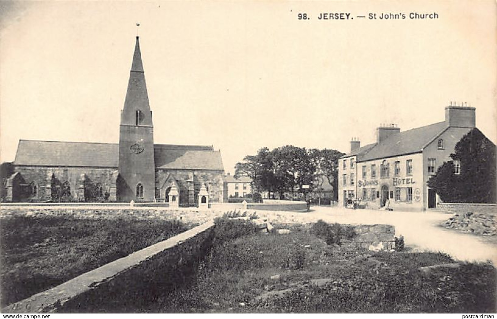Jersey - St. John - Church and St. John's Hotel - Publ. H. G. Allix 98