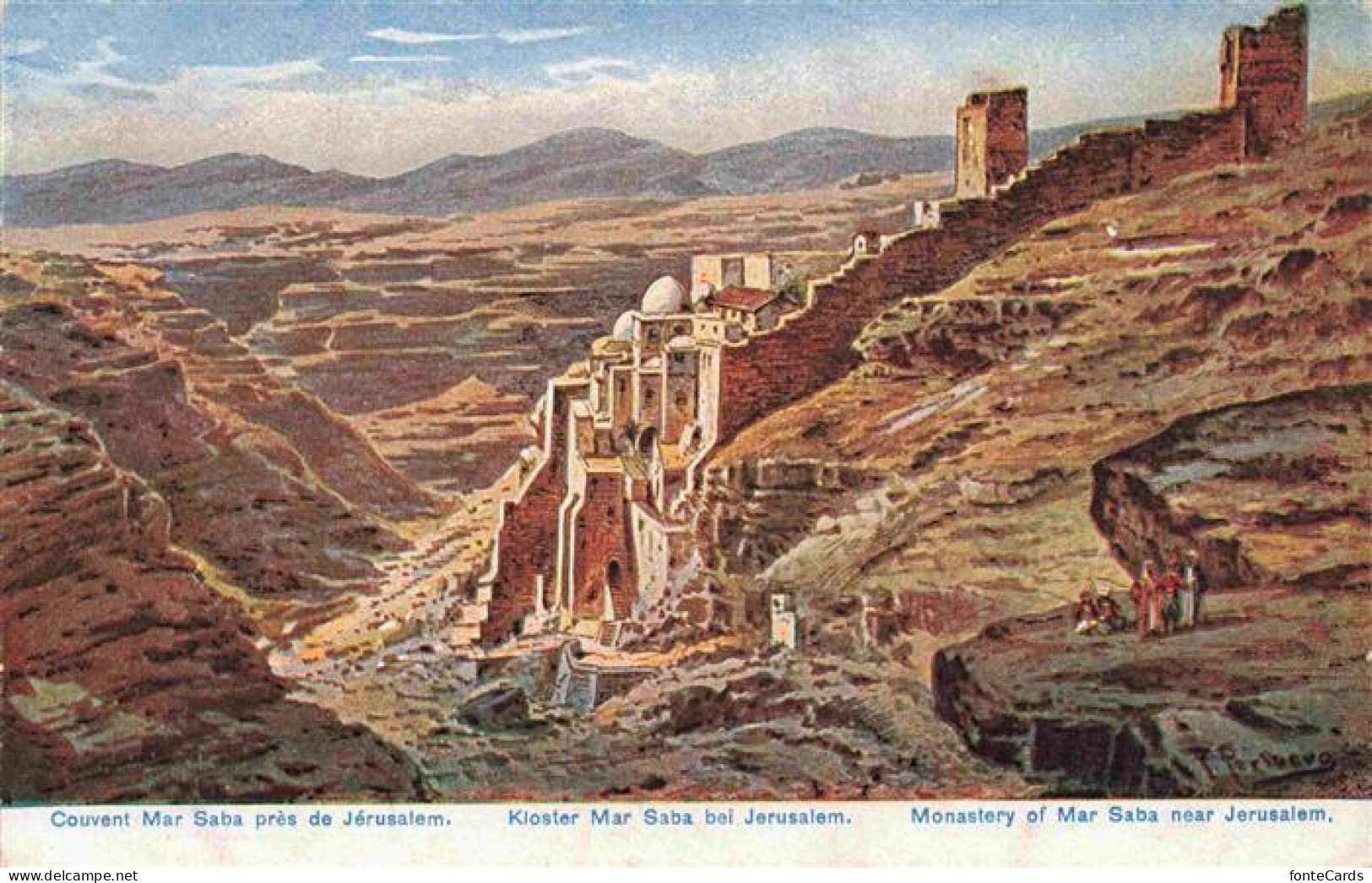 Jerusalem  Yerushalayim Israel Kloster Mar Saba Kuenstlerkarte Serie 774 Palaest