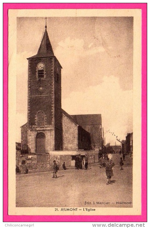 Jeumont - L'Église - Animée - Édit. J. MERCIER à Hautmont - 1943