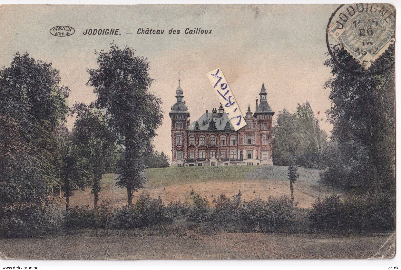 Jodoigne :  chateau des cailloux    ( 1912  avec timbre )  en couleur : edit Nestor Dethier