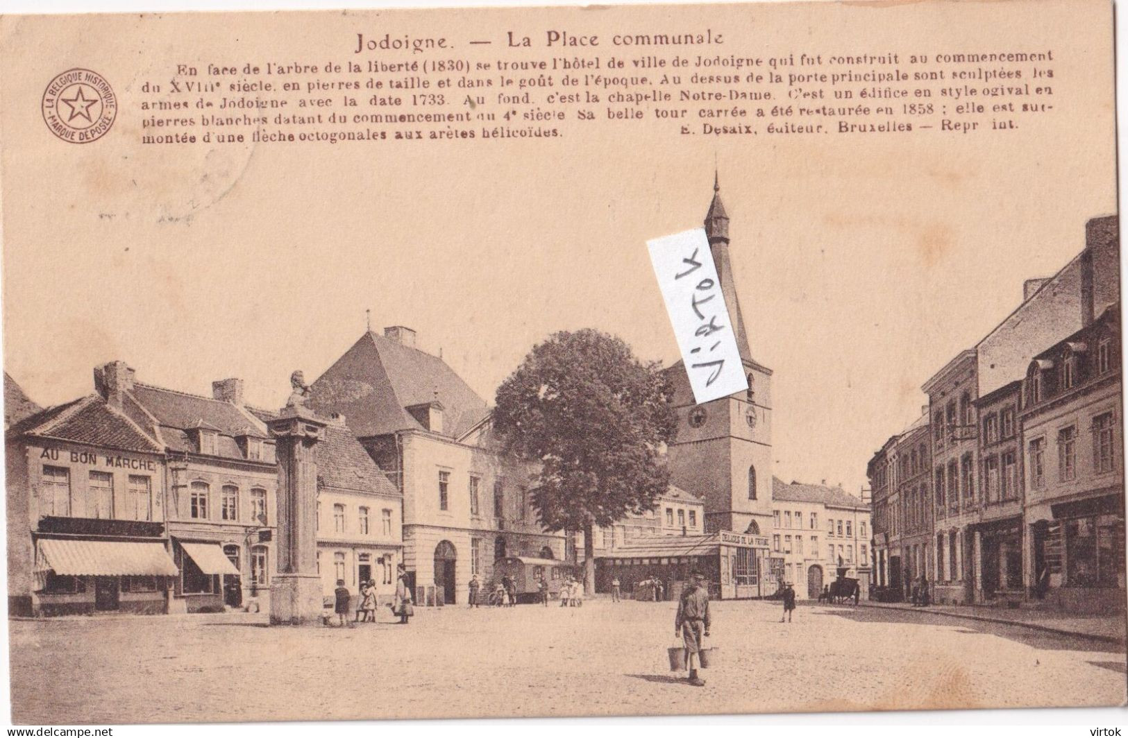 Jodoigne :  la place communale  ( 1922 avec timbre )