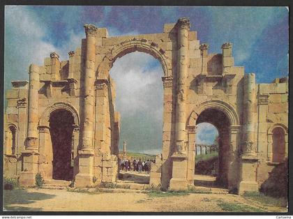 Jordan - Jerash Hadrian's Arch ancient Roman ruins view Postcard 2001 - Used