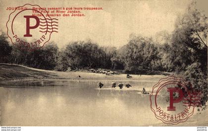 JORDANIA. JOURDAIN BERGERS PASSANT A GUE LEURS TROUPEAUX