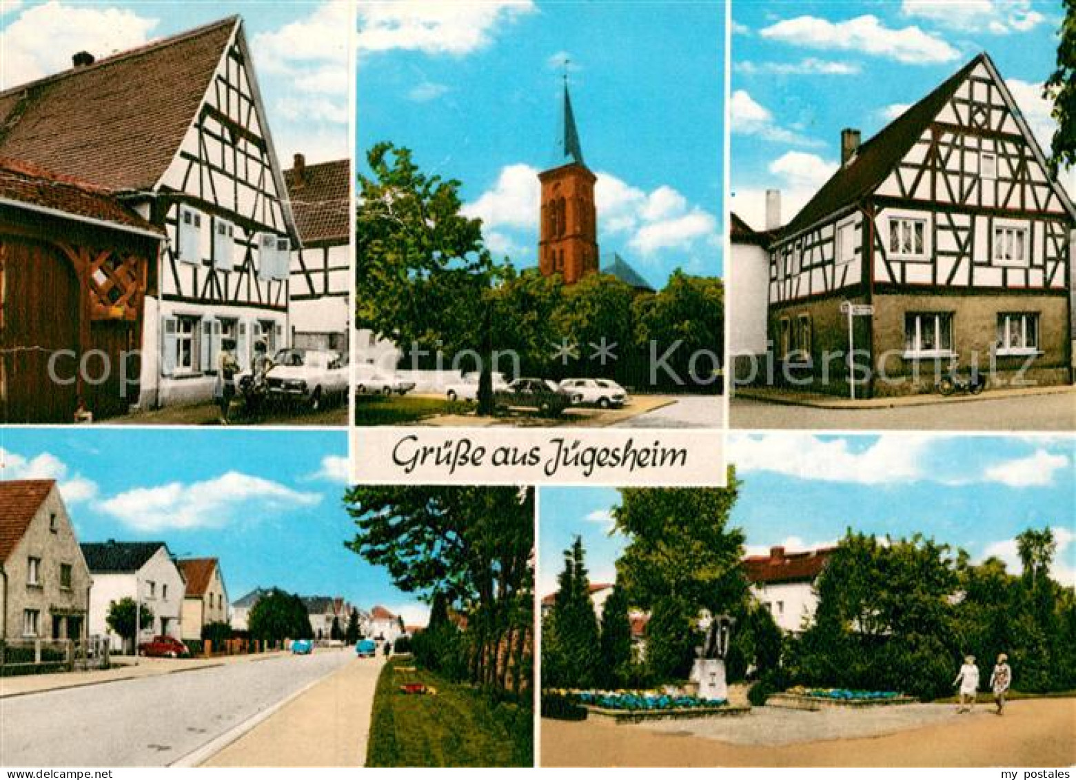Juegesheim Rodgau Offenbach Hessen Fachwerkhaeuser Kirche Strassenpartie Denkm