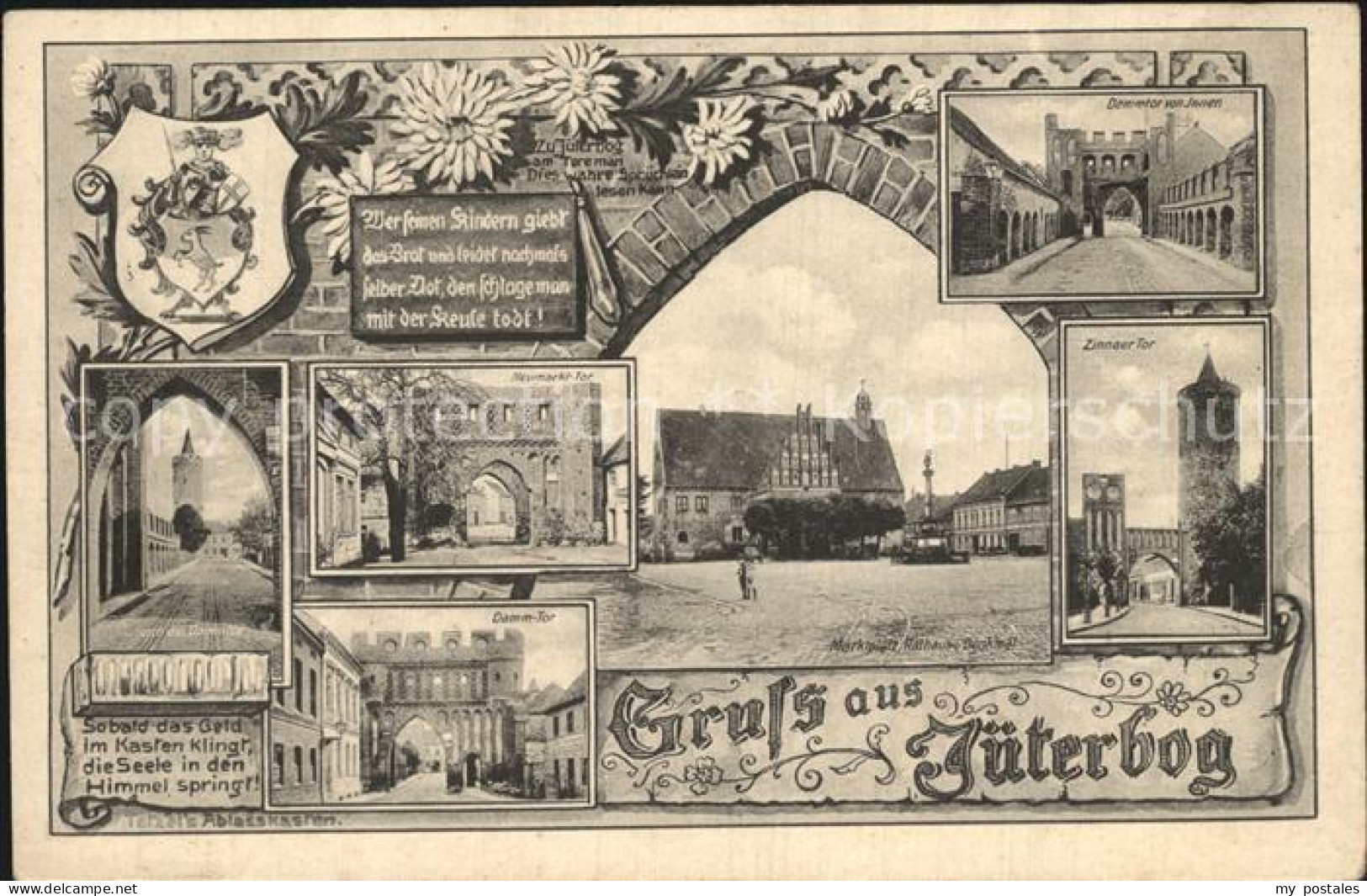 Jueterbog Brandenburg Tor Marktplatz Rathaus Denkmal Terzels Ablasskasten Wappen