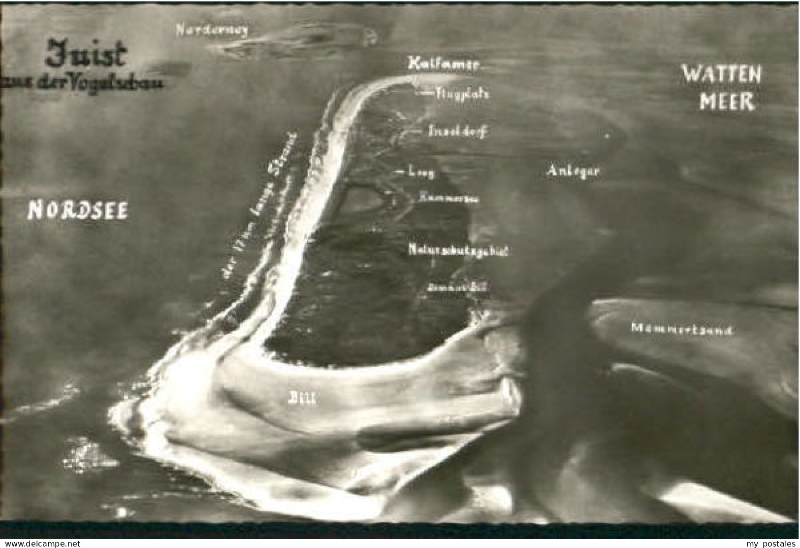 Juist Nordseebad Juist Fliegeraufnahme ungelaufen ca. 1955