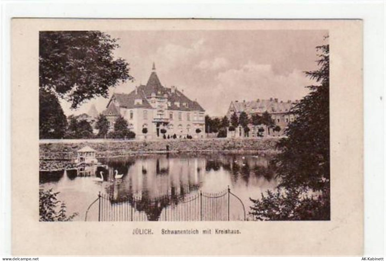 Jülich mit Schwanenteich und Kreishaus ungelaufen Gute Erhaltung. - 39052354