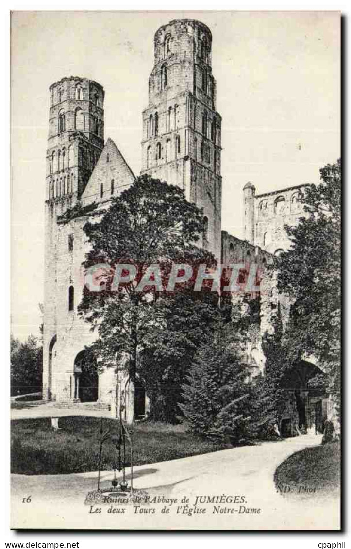 Jumieges CPA Anciennes abbaye de Jumieges Les deux tours de l'eglise Notre Dame