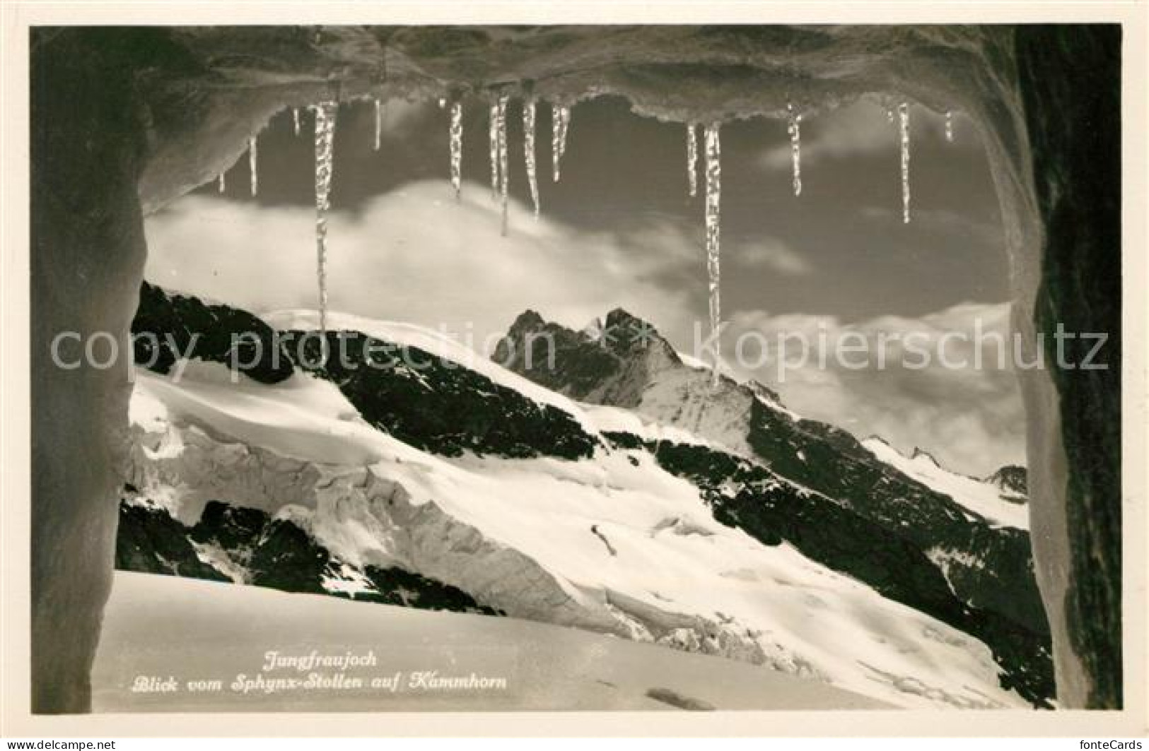 Jungfraujoch Blick vom Sphynx Stollen auf Kammhorn Gebirgspanorama Berner Alpen