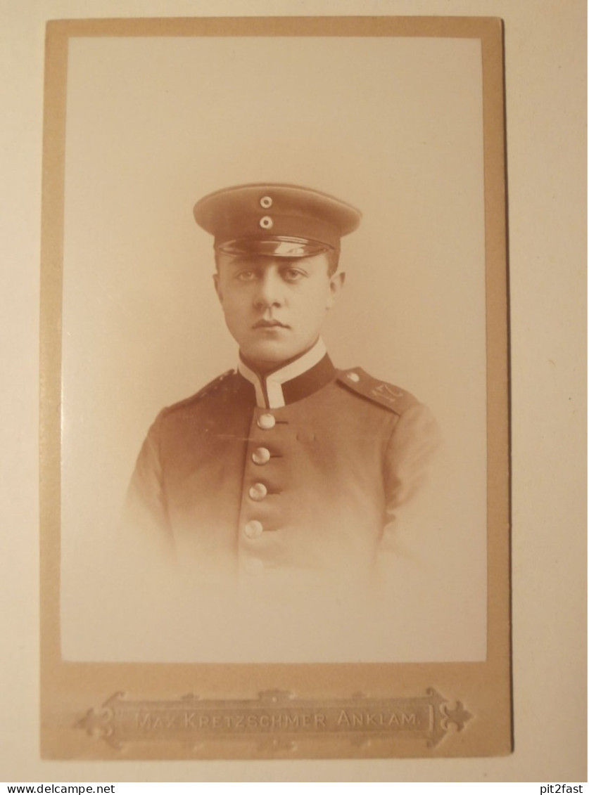 Kabinettfoto - Max Kretzschmer in Anklam i. Mecklenburg , Soldat , Uniform ,  Adel , CDV , Photographie , Kabinett !!