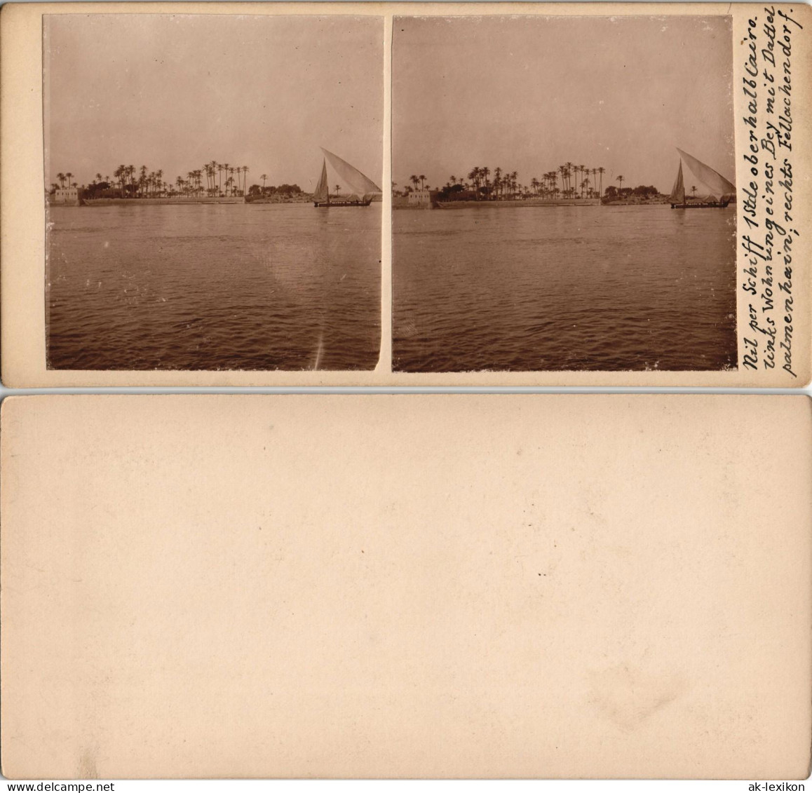 Kairo القاهرة Nil Schiffe Fellachendorf CDV Kabinettfoto Egypt Ägypten 1909