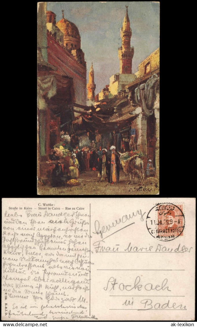 Kairo القاهرة Straße in Kairo - Street in Cairo (Kunst C. Wuttke) 1929