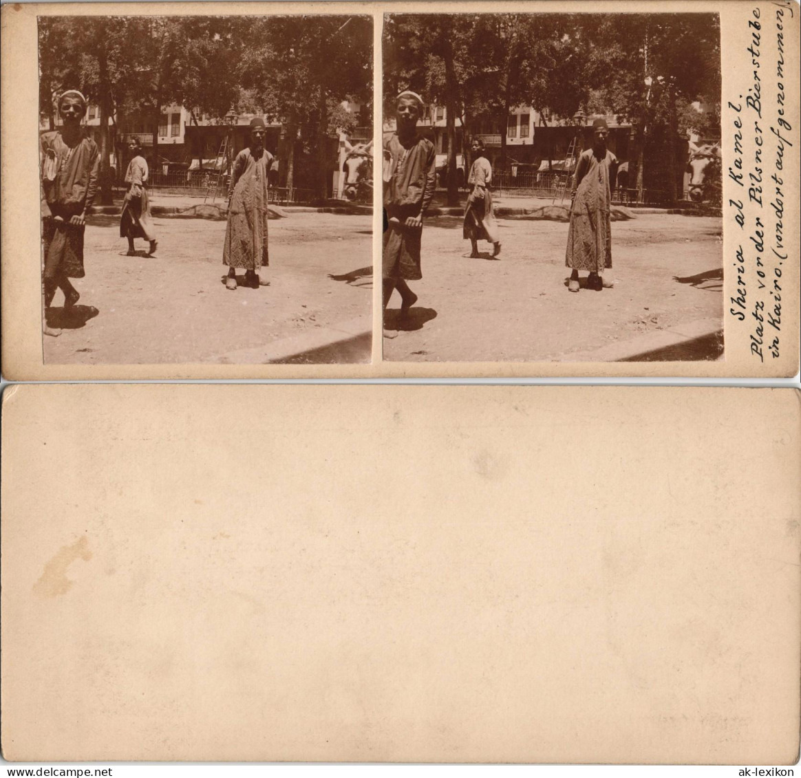 Kairo القاهرة Typen vor der Pilsner Bierstube CDV Kabinettfoto 1909 Privatfoto