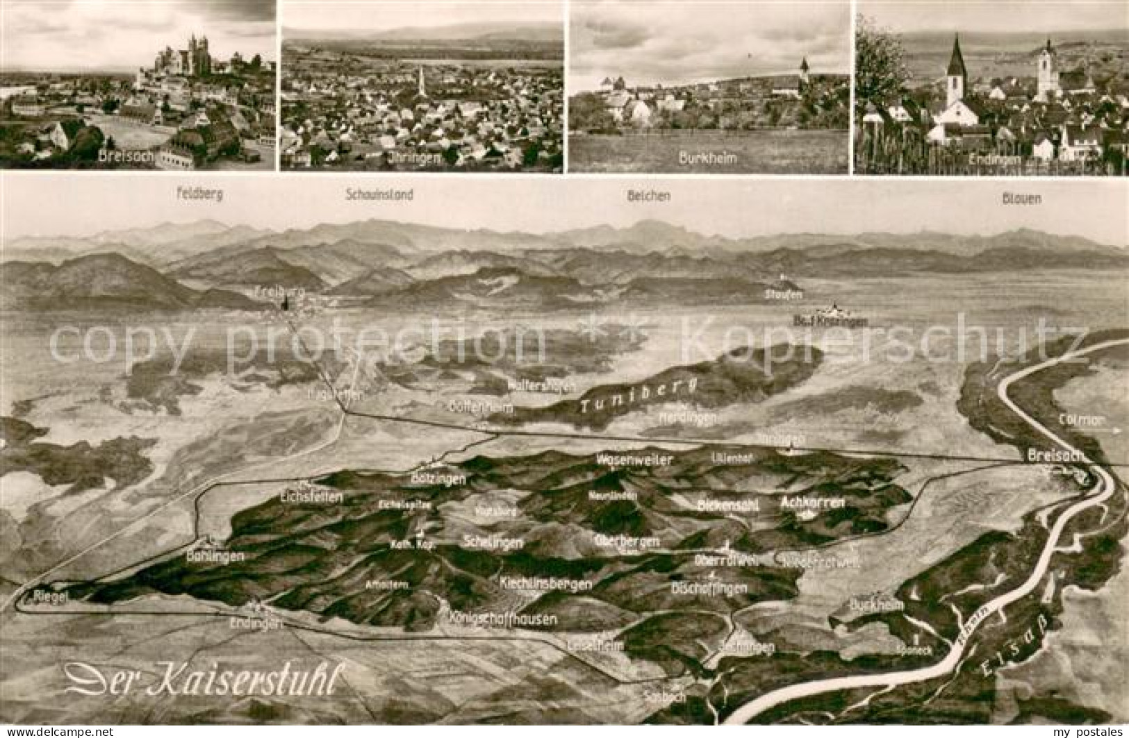 Kaiserstuhl Region Breisach Ihringen Burkheim Endingen Panoramakarte
