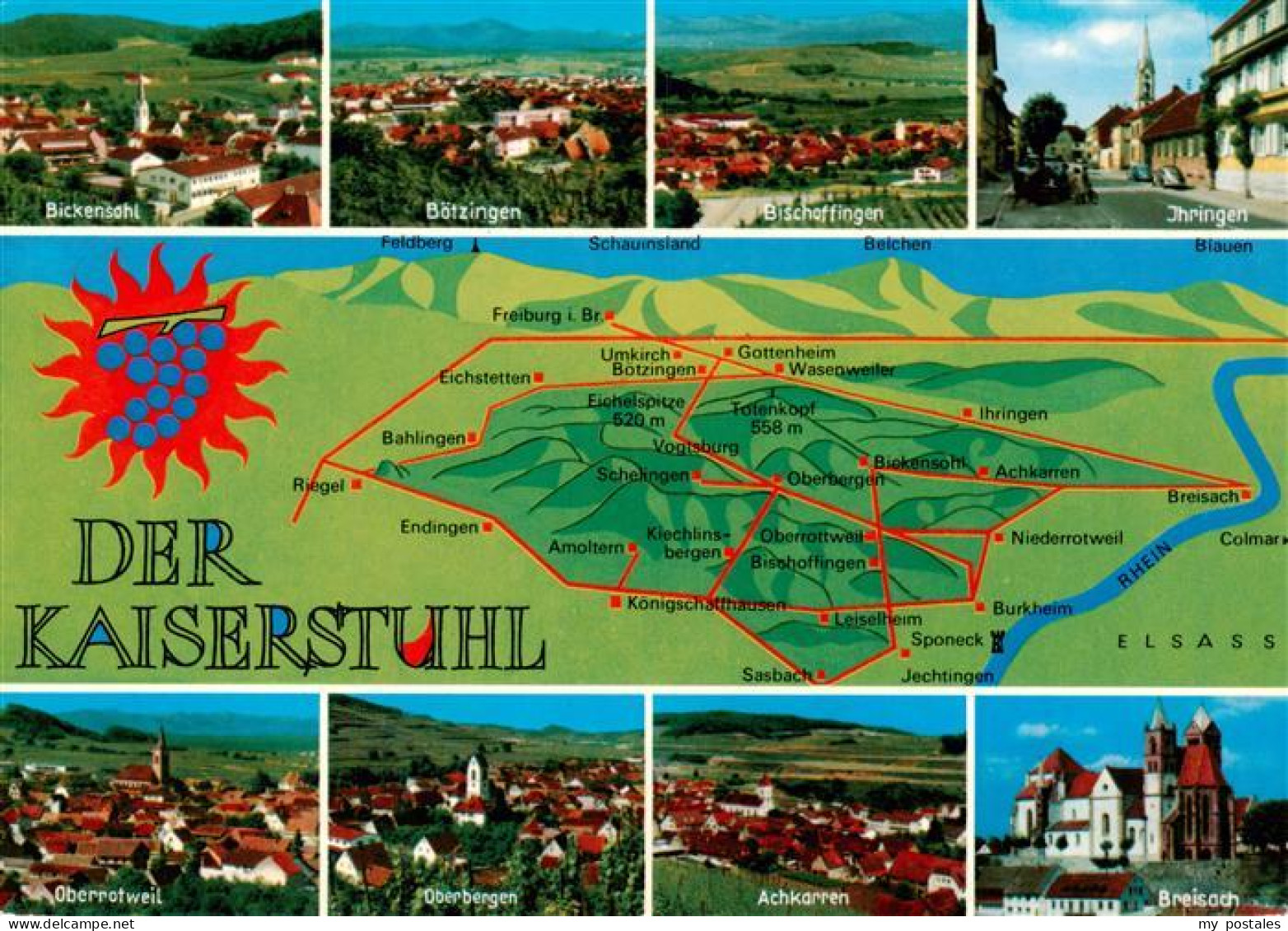 Kaiserstuhl Region mit den Weinorten Bickensohl Boetzingen Ihringen  Bischoffing
