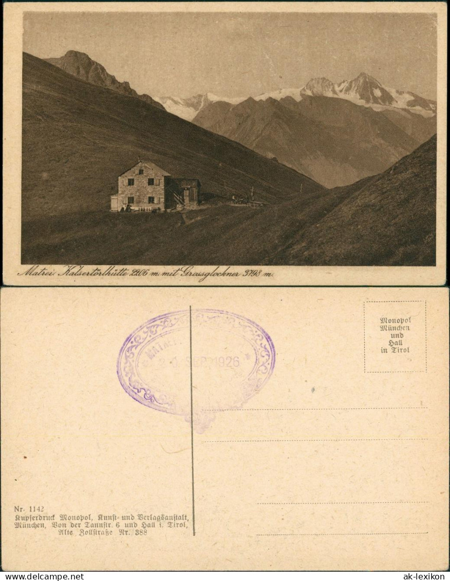 Kals am Großglockner Kals-Matreier-Törl-Haus mit Großklockner 1926