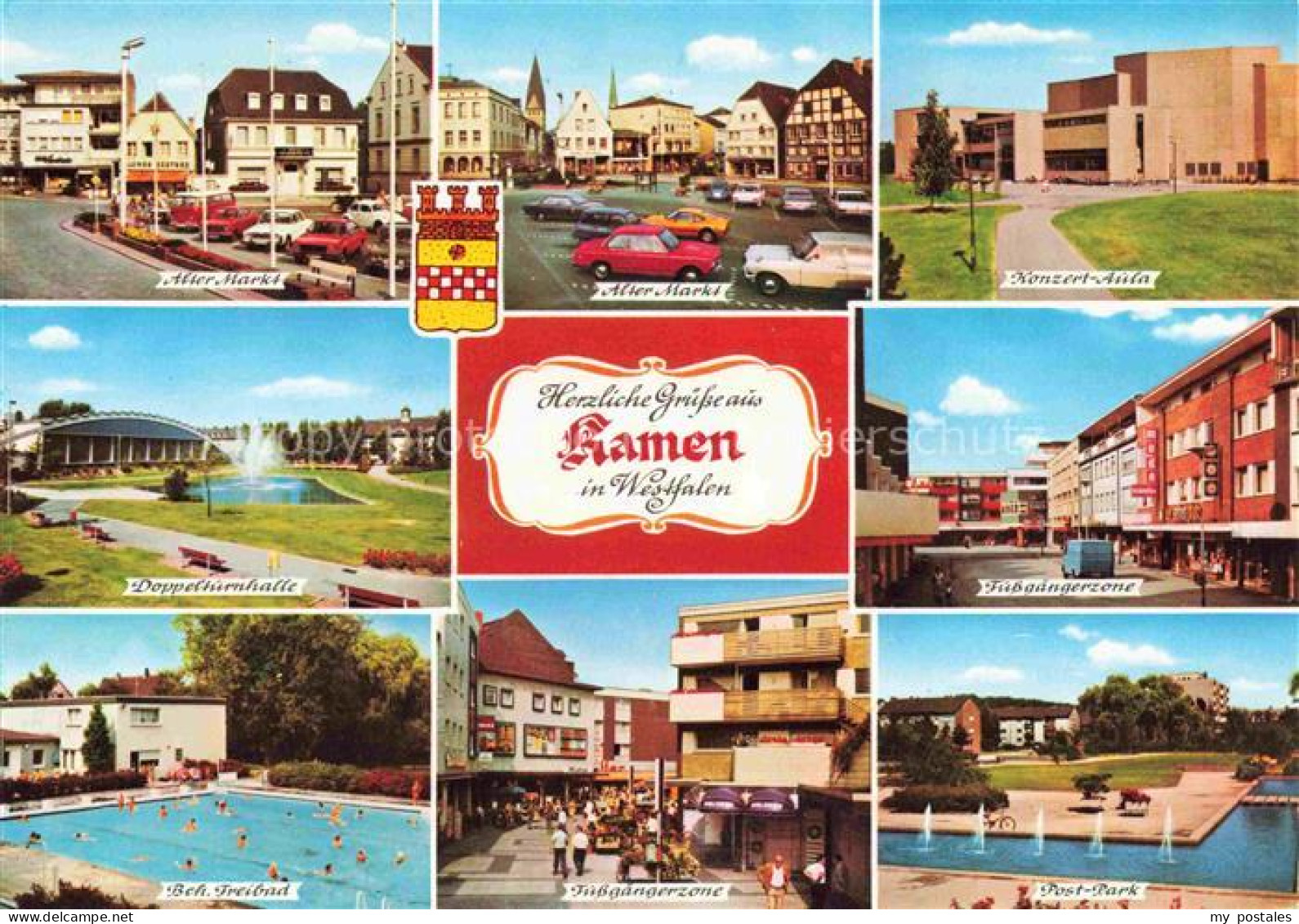 Kamen Westfalen Alter Markt Konzertaula Turnhalle Fussgaengerzone Freibad Post-P