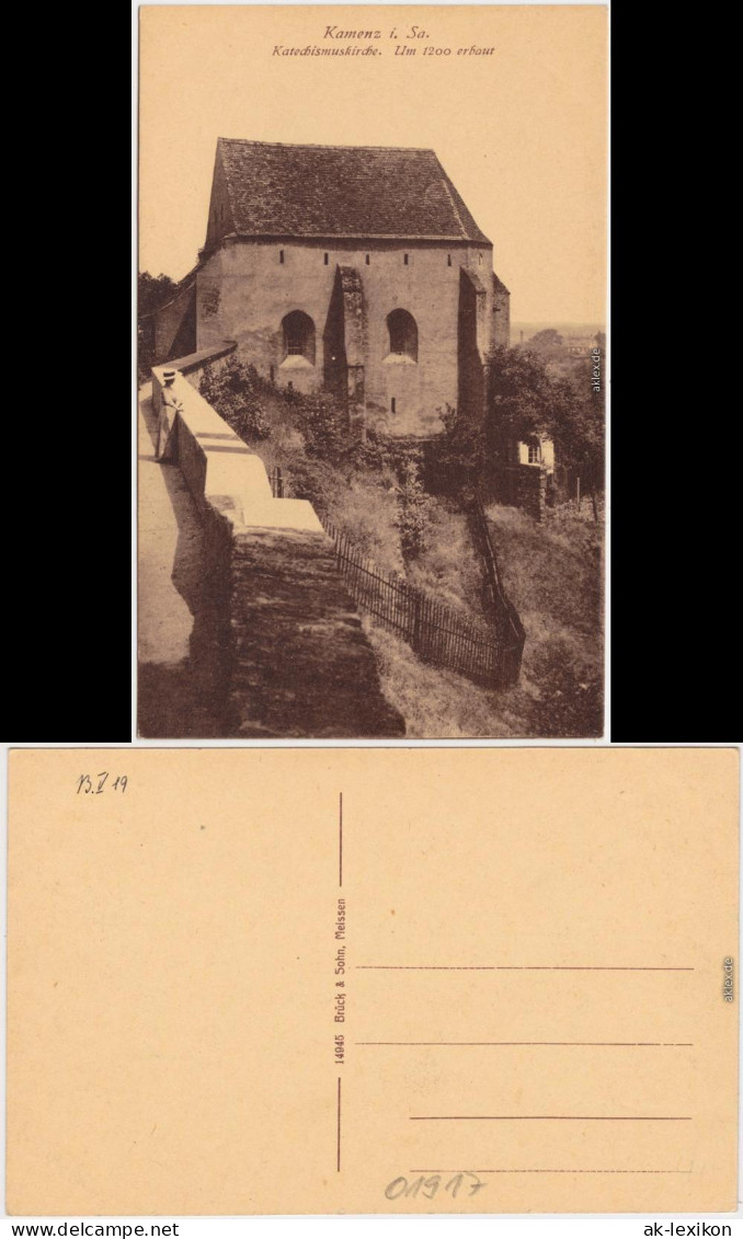 Kamenz Kamjenc Katechismuskirche Kamenz Ansichtskarte Oberlausitz  1922