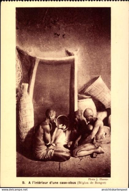 CPA Volkstypen Bongor Tschad, In einer Hütte