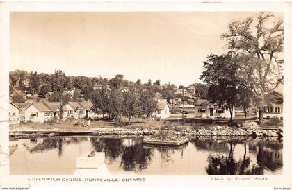 B219 Canada Greenwich Cabins Huntsville Ontario 1951 RPPC vintage postcard