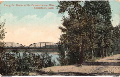 A859 Canada Along Banks of Saskatchewan River Saskatoon vintage postcard