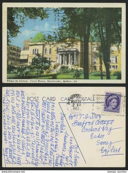 Canada 1957 Old Postcard QUEBEC Sherbrooke Court House