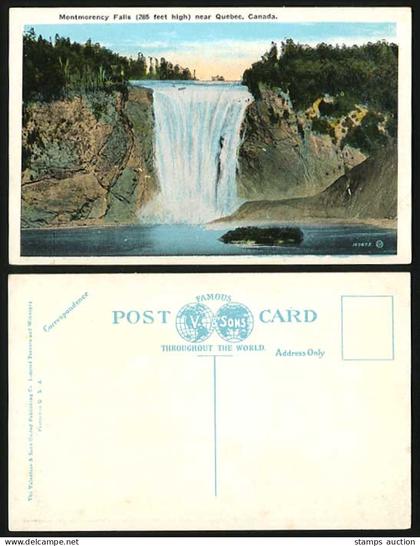 Canada Old Postcard Montmorency Falls 285ft High Quebec