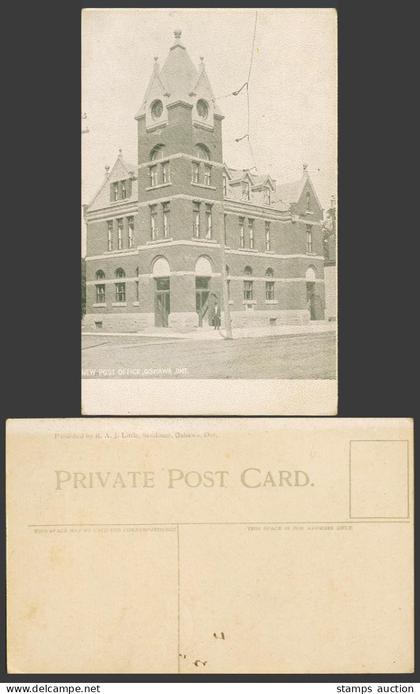 Canada Old Postcard Oshawa, New Post Office, Street Scene, Ont. Ontario