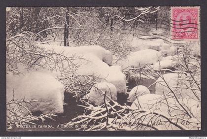 Postcard, CANADA, Winter In Canada, A Brook In The Woods