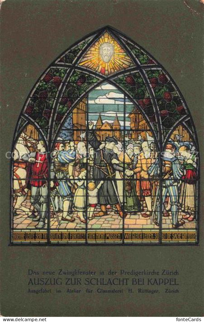 Kappel Albis ZH Zwinglifenster Predigerkirche Glasmalerei Schlachtbild Reformati