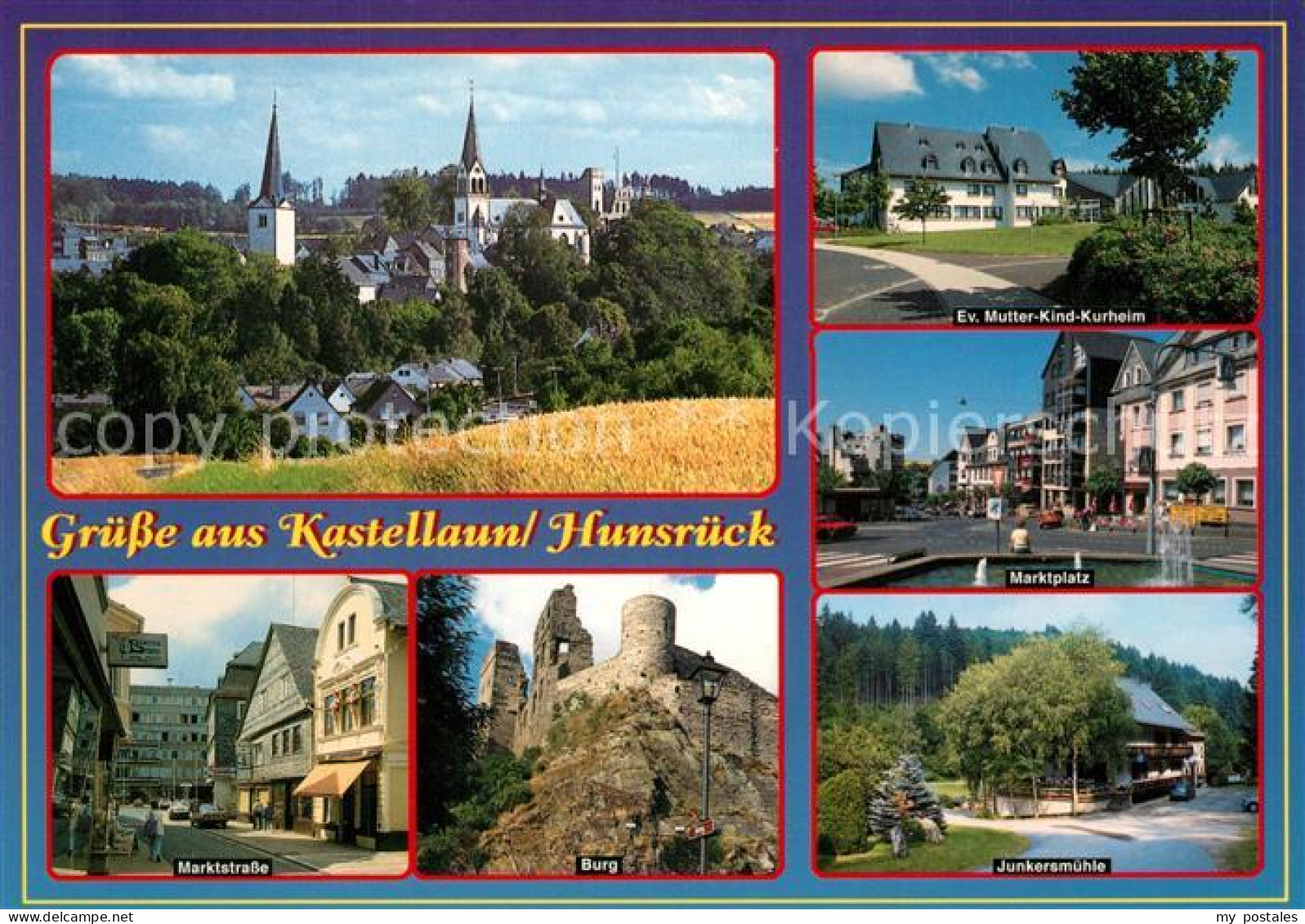 Kastellaun Hunsrueck Marktplatz Burg Panorama Junkersmuehle