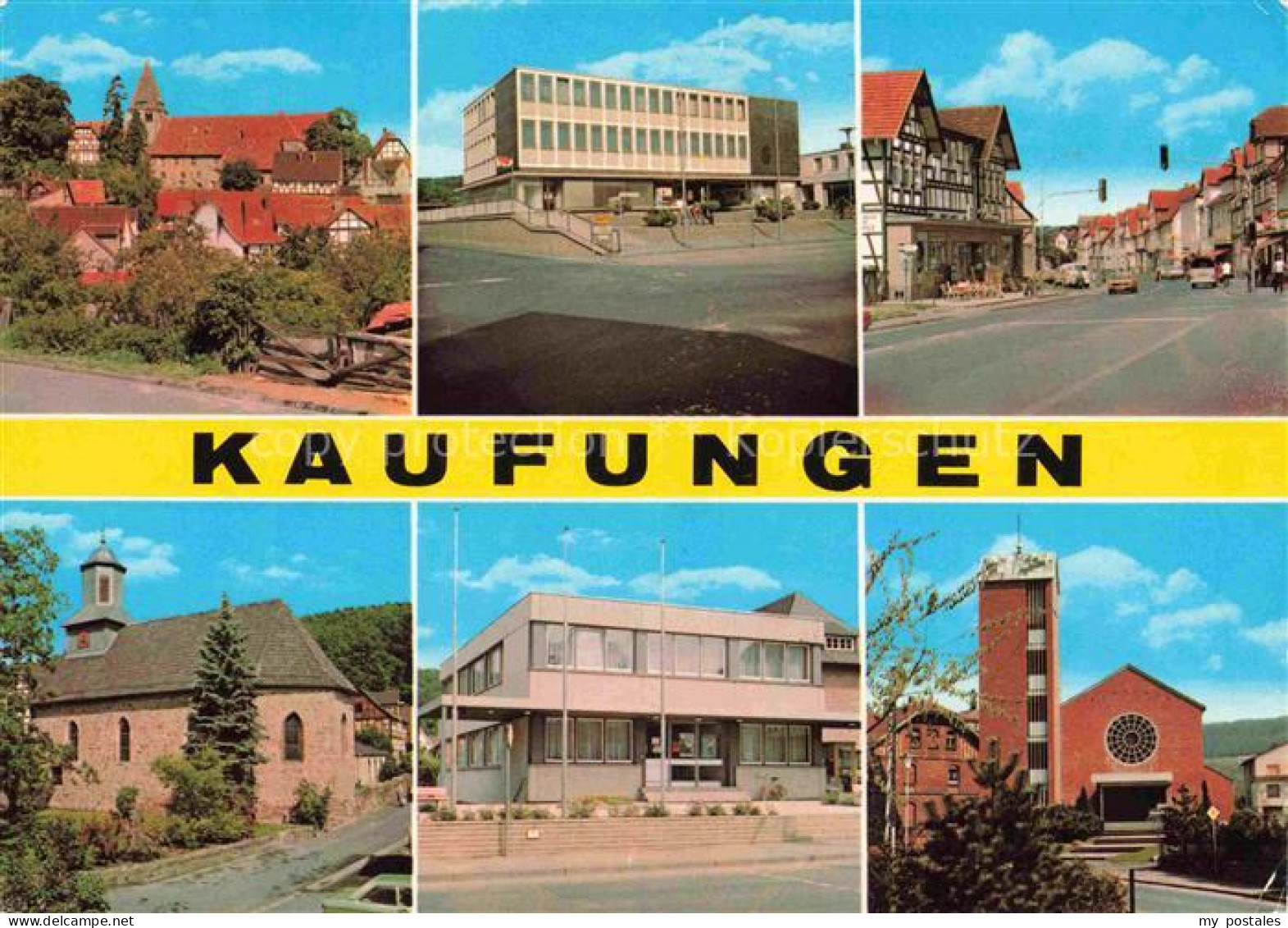 Kaufungen Hessen Kirchen Rathaus Schule Strassenpartie