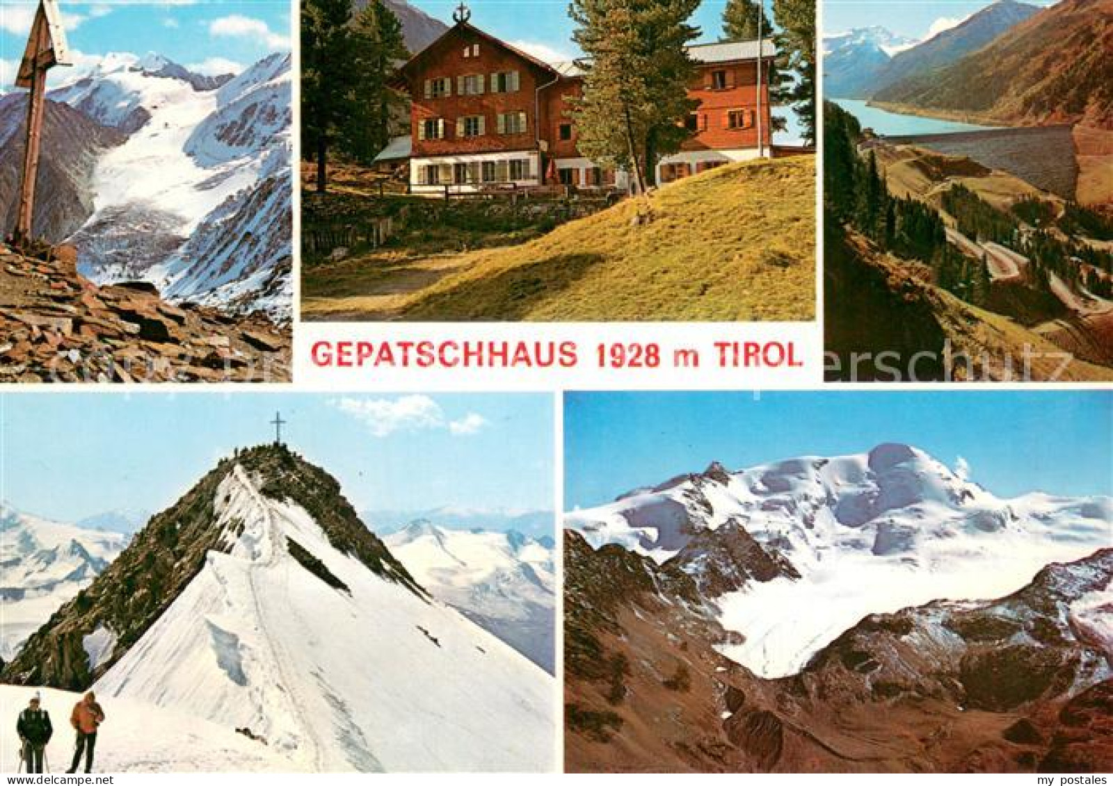 Kaunertal Gepatschhaus mit oelgrubenjoch Gebirgspanorama Kaunertalstausee