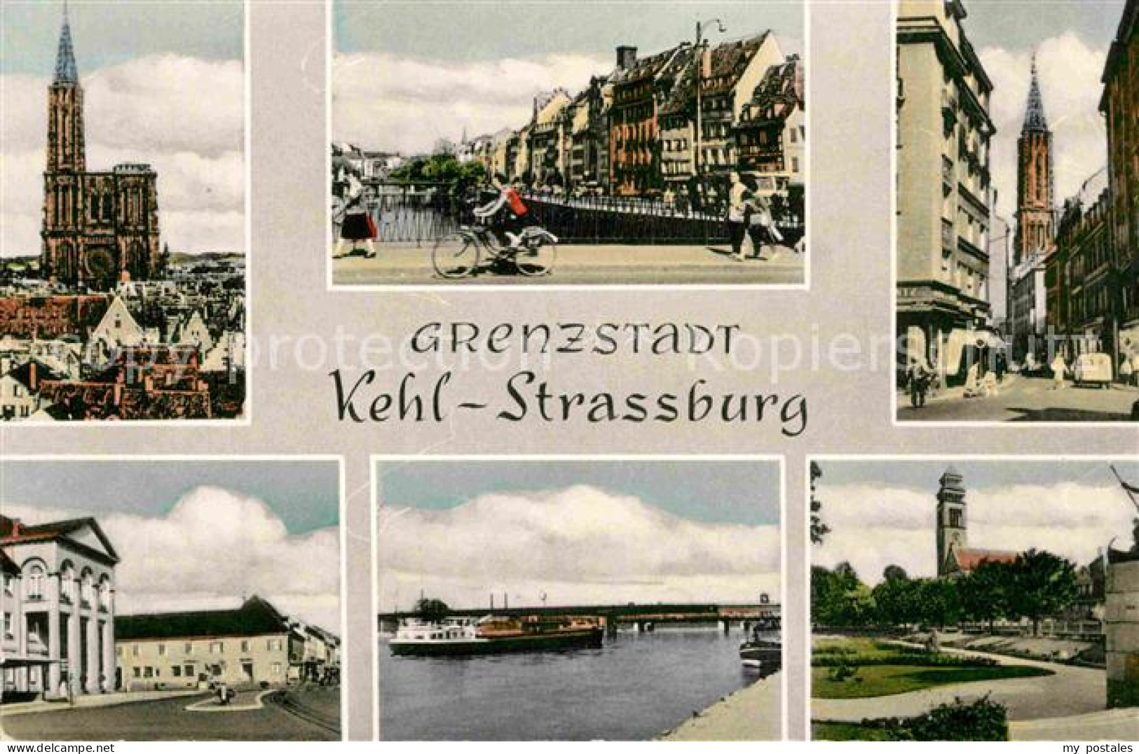 Kehl Rhein Grenzstadt Kehl Strassburg Kirche Rhein Dampfer Gebaeude Bruecke