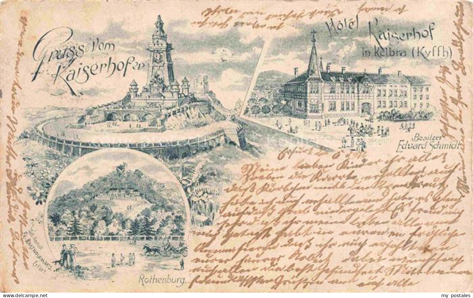 Kelbra Kyffhaeuser Hotel Kaiserhof Kyffhaeuserdenkmal Rothenburg Kuenstlerkarte