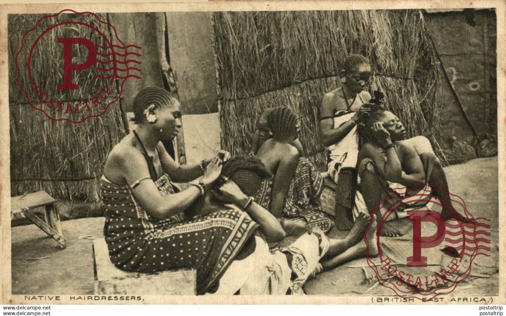 KENIA. KENYA. NATIVE HAIRDRESSERS. BRITISH EAST AFRICA