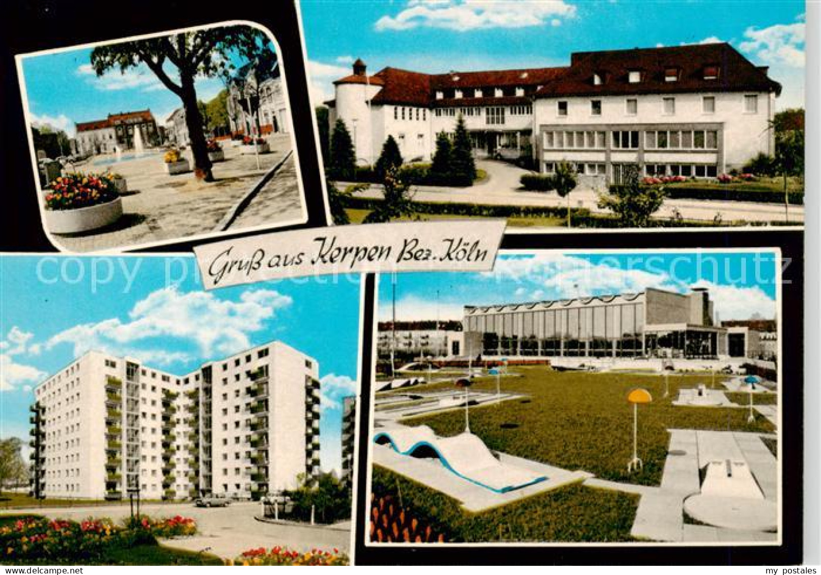 Kerpen  Rheinland Ortspartie Schule Hochhaus Minigolf