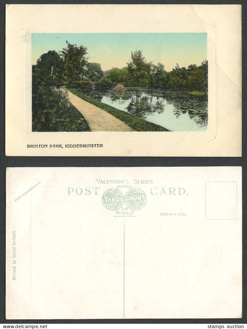 Kidderminster Brinton Park Lake Path Worcestershire Old Colour Embossed Postcard