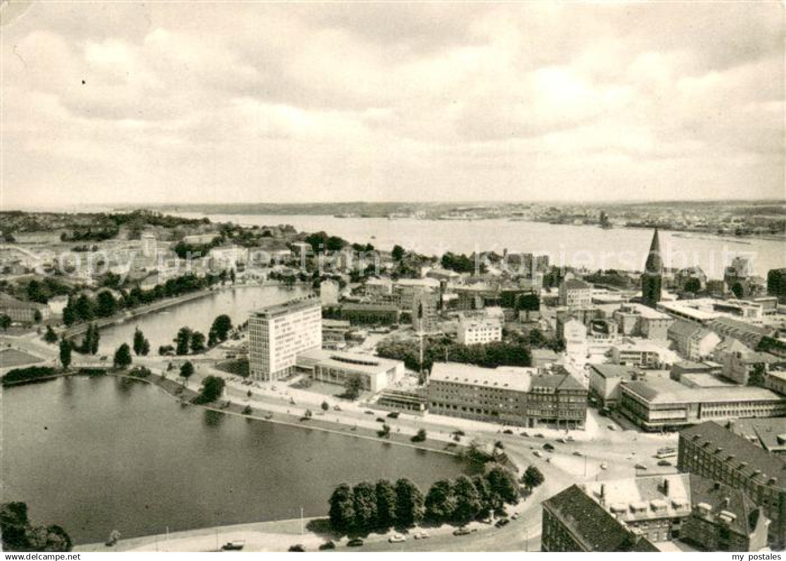 Kiel Panorama Am kleinen Kiel Kupfertiefdruck