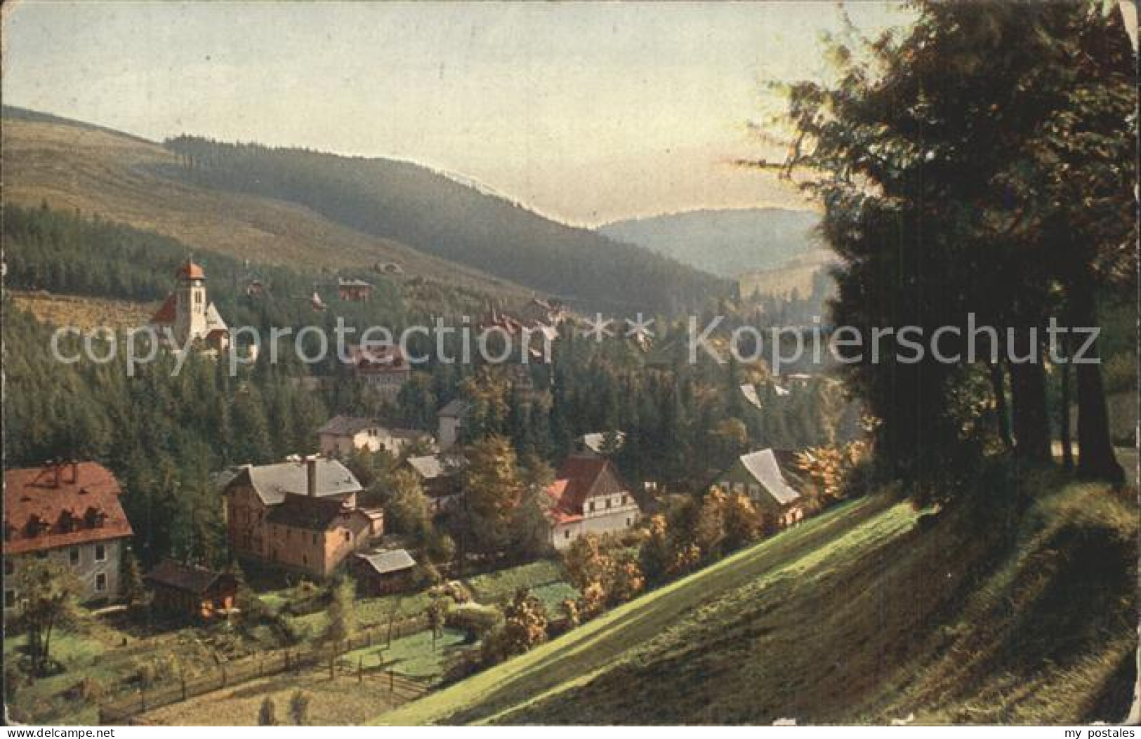 Kipsdorf Panorama Blick von Oberkipsdorf nach Tal Kipsdorf Hoehenzuege