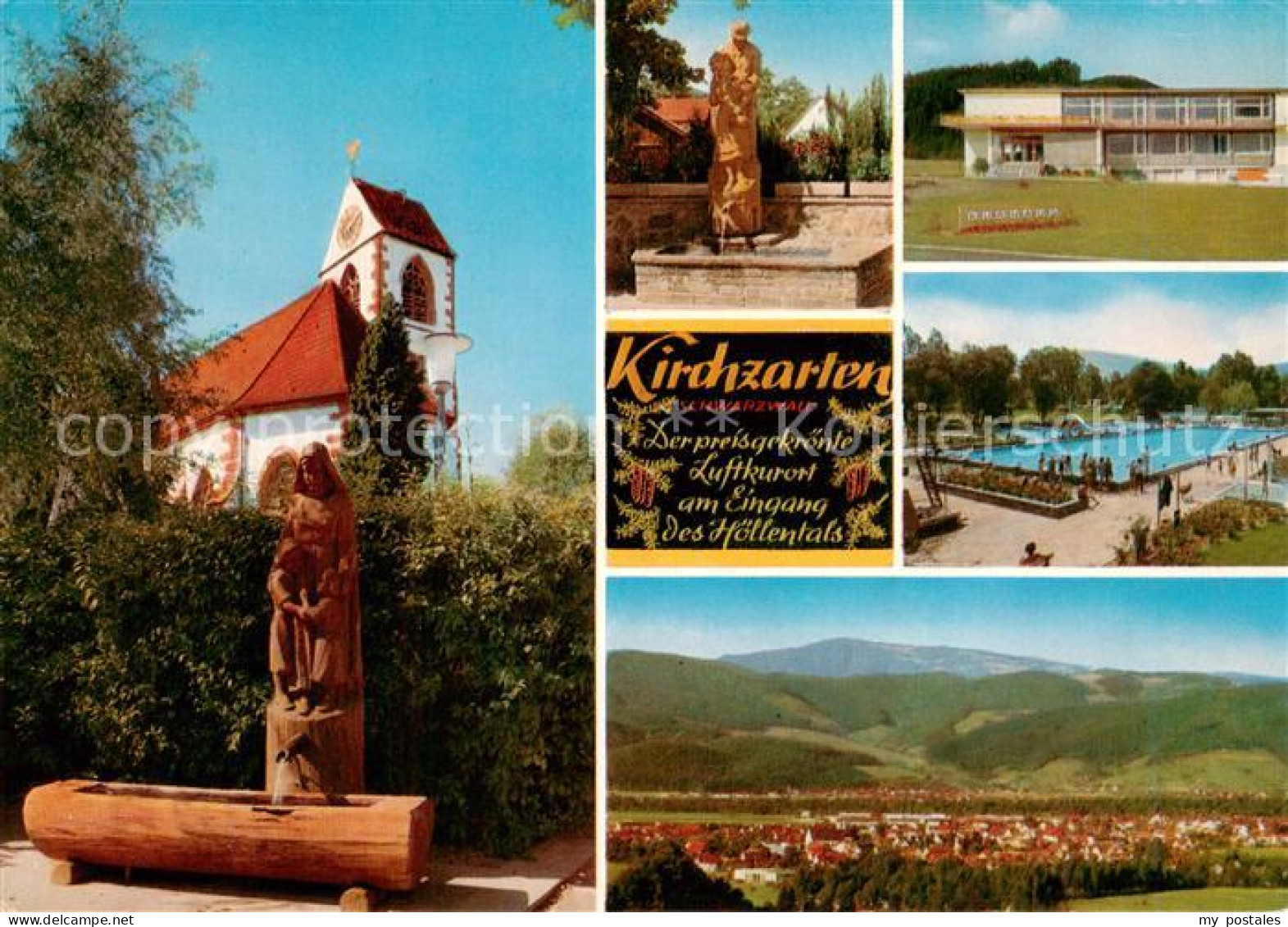 Kirchzarten Kirche Brunnen Kurhaus Schwimmbad Panorama